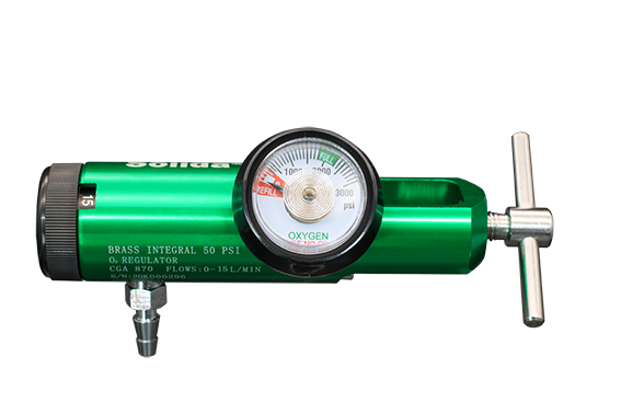 Solida O2 regulator click style (0-15 LPM 1 hose barb, CGA870)