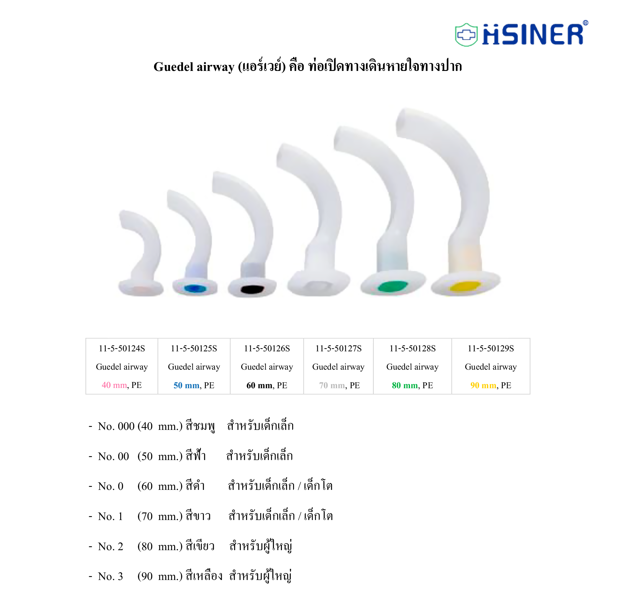 HSINER Guedel airway